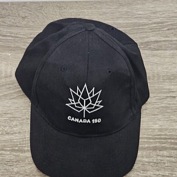 CANADA 150 Logo Black Hat Cap Adjustable Strap White  Embroidery Baseball Golf - Picture 7 of 13
